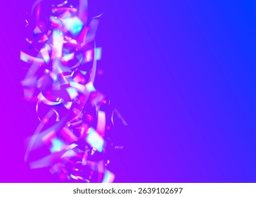 Color Ribbon. Unicorn Design. Happy Holographic Illustration. Neon Glitter. Retro Concept. Rainbow Poster. Anniversary Effect. Purple Laser Confetti. Pink Color Ribbon