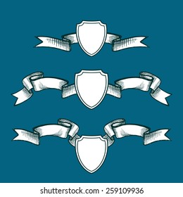 Color Ribbons and Badges. Vector design elements.