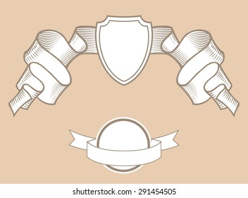 Color Ribbons and Badges. Vector design elements.