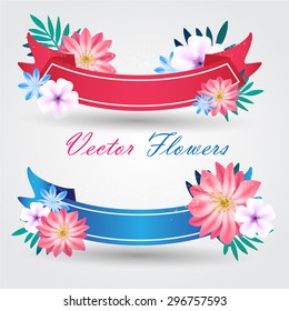 Color ribbons with a flowers