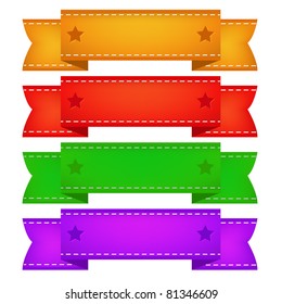 Color Ribbons Set, Isolated On White Background, Vector Illustration