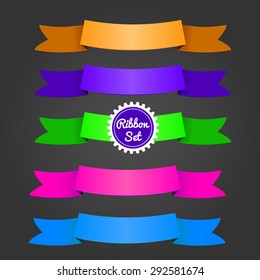 Color ribbons set on dark. vector illustration