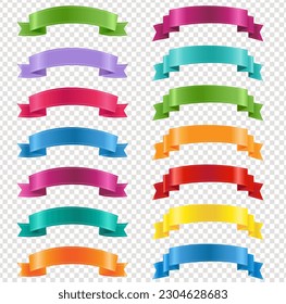 Color Ribbons Set With Transparent Background With Gradient Mesh, Vector Illustration