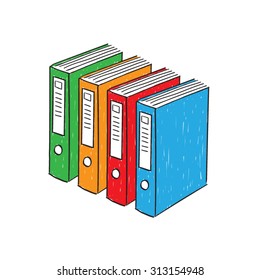 Color ring binders, hand drawn vector.