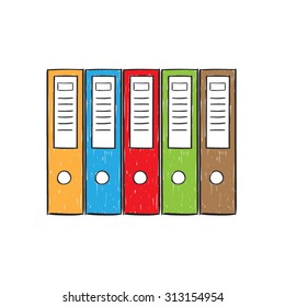 Color ring binders, hand drawn vector.