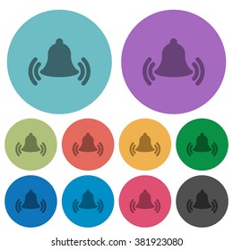 Color ringing bell flat icon set on round background.