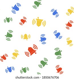 Icono de campana de sonido aislado patrón sin fisuras en fondo blanco. Símbolo de alarma, campana de servicio, señal de timbre, símbolo de notificación. Vector.