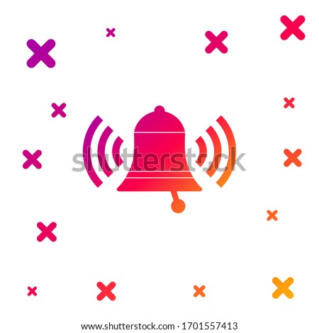 Color Ringing bell icon isolated on white background. Alarm symbol, service bell, handbell sign, notification symbol. Gradient random dynamic shapes. Vector Illustration