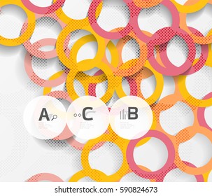 Farbringe mit Schatten auf grauem abstraktem Hintergrund. Vektorgrafik-Vorlagenhintergrund für das Layout, das Diagramm, die Zahlenoptionen oder den Webdesign-Banner