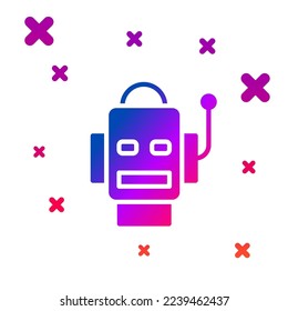 Farbrobot-Symbol einzeln auf weißem Hintergrund. Künstliche Intelligenz, maschinelles Lernen, Cloud-Computing. Gradient zufällige dynamische Formen. Vektorgrafik