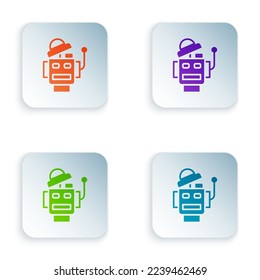 Color Robot icon isolated on white background. Artificial intelligence, machine learning, cloud computing. Set colorful icons in square buttons. Vector