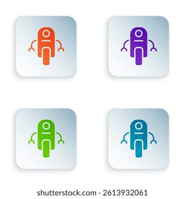 Color Robot icon isolated on white background. Artificial intelligence, machine learning, cloud computing. Set colorful icons in square buttons. Vector