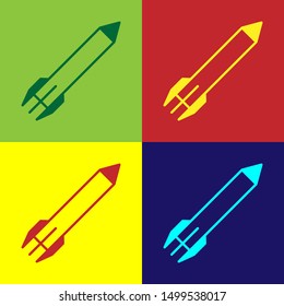 Color Rocket icon isolated on color background.  Vector Illustration