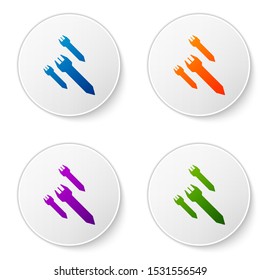 Color Rocket icon isolated on white background. Set icons in circle buttons. Vector Illustration