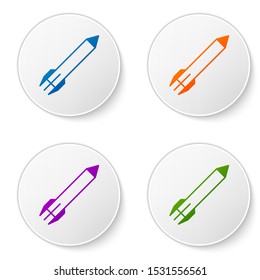 Color Rocket icon isolated on white background. Set icons in circle buttons. Vector Illustration