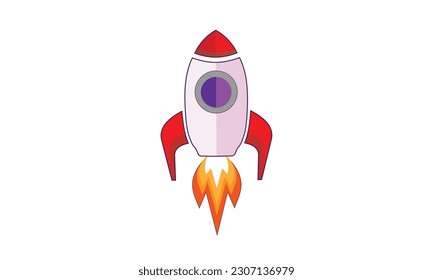Color rocket ship icon in flat design. simple space ship icon isolated on white background.