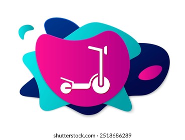 Color Roller scooter for children icon isolated on white background. Kick scooter or balance bike. Abstract banner with liquid shapes. Vector