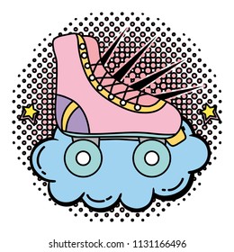 color roller skate style with cloud and stars