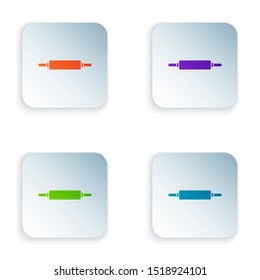 Color Rolling pin icon isolated on white background. Set icons in colorful square buttons. Vector Illustration