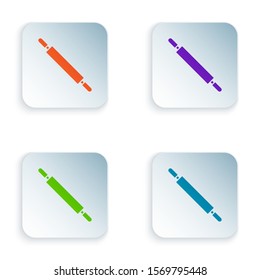 Color Rolling pin icon isolated on white background. Set icons in square buttons. Vector Illustration