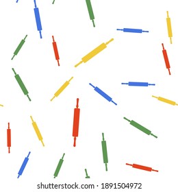 Color Rolling pin icon isolated seamless pattern on white background. Vector.