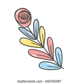 color rose with leaves branch plant