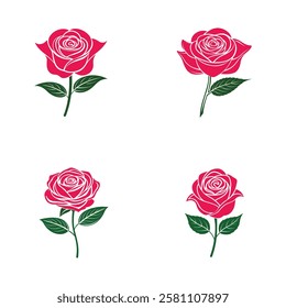 Color Rose set vector flower