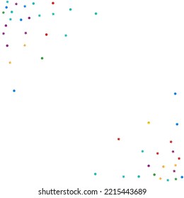 Fondo blanco del vector de carnaval redondeado a color. Papel tapiz de la celebración de Starfall. Cartel de la Brilla Voladora. Ilustración de Círculo Caído y Top de Estrella.