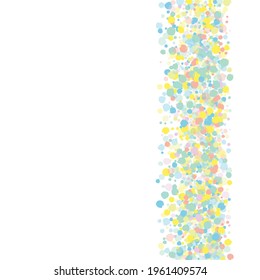 Color Round Celebration White Background. Vector Dot Invitation. Celebrate Circle Background. Green Shine FallingFestive Pattern.
