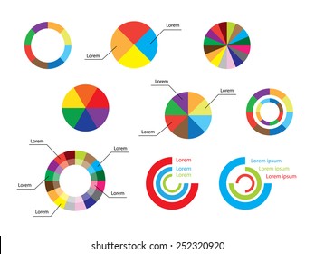 color round diagrams - vector set of infographic