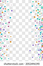 Color Round FallingFestive Vector Fondo transparente. Diseño Círculo Transparente. Patrón de polvo de carnaval. Polka Multicolores Feliz Textura.