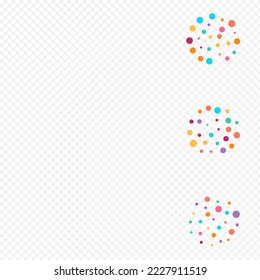 Color Round FallingFestive Vector Transparent Background. Top Polka Background. Happy Confetti Banner. Rainbow Circle Fun Texture.