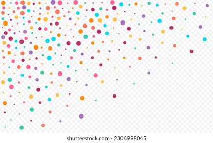 Color Round FallingFestive Vector Transparent Background. Independence Polka Illustration. Decoration Rain Postcard. Bright Confetti Celebrate Texture.