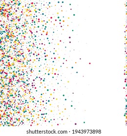 Color Round FallingFestive White Background. Independence Confetti Design. Effect Splash Background. White Shine Vector Backdrop.