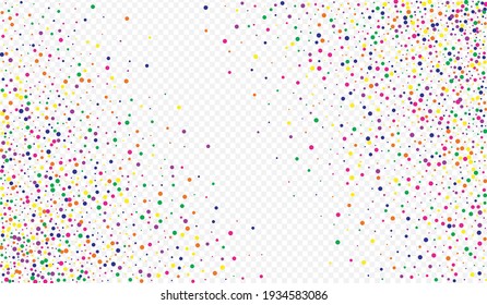 Color Round Flying Transparent Background. Effect Rain Invitation. Celebration Polka Texture. Green Confetti Carnaval Background.