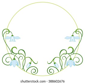 Color round frame with blue flowers