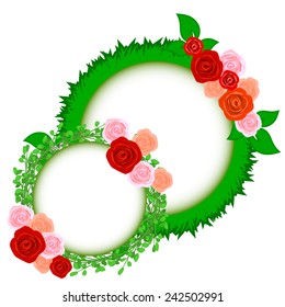 Color round frame with flowers
