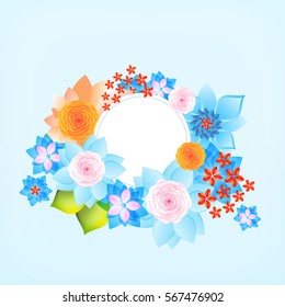 Color round frame with flowers