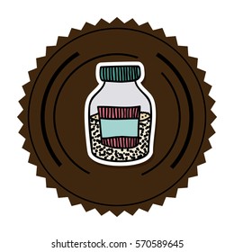 color round frame with half bottle with salt and pepper