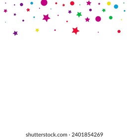 Color Round Fun Vector White Background. Invitation Confetti Illustration. Carnival Dust Postcard. Happy Shine Carnaval Background.