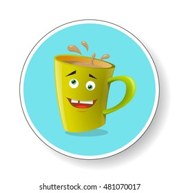 color round illustration icon funny yellow cartoon mug that does not in itself