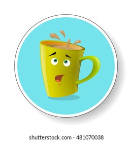 color round illustration icon funny yellow cartoon mug that surprised