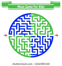 Color round maze. Painted in different colors. Game for kids and adults. Puzzle for children. Labyrinth conundrum. Flat vector illustration isolated on white background