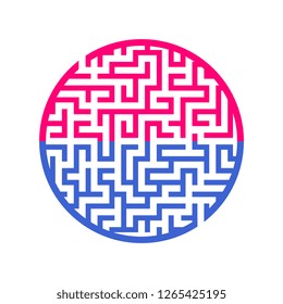 Color round maze. Painted in different colors. Game for kids and adults. Puzzle for children. Labyrinth conundrum. Flat vector illustration isolated on white background