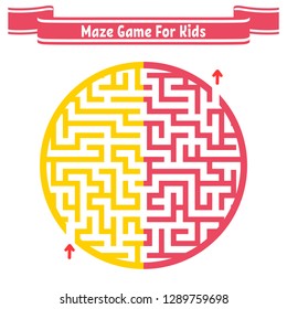 Color round maze. Painted in different colors. Game for kids and adults. Puzzle for children. Labyrinth conundrum. Flat vector illustration isolated on white background