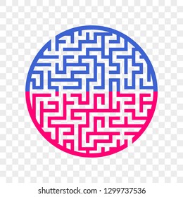 Color round maze. Painted in different colors. Game for kids and adults. Puzzle for children. Labyrinth conundrum. Flat vector illustration isolated on transparent background