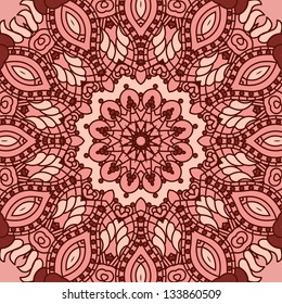 Color Round Ornamental Pattern, Mosaic Vector Stained Glass