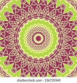 Color Round Ornamental Pattern, Mosaic Vector Stained Glass