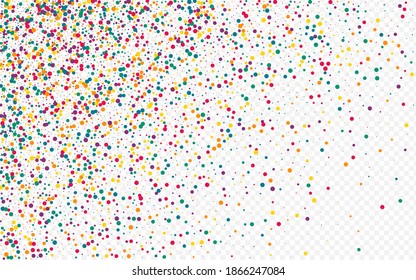 Color Round Top Transparent Background. Invitation Rain Background. Transparent Confetti Design. Orange Dot Flying Pattern.