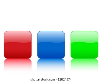 Color rounded squares buttons, isolated on white background. Vector illustration